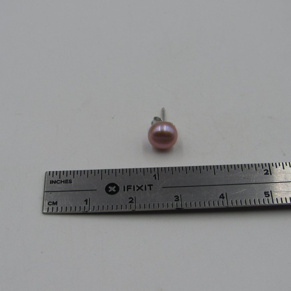 Sterling Silver Light Color Genuine Pearl Earrings - Picture 4 of 5